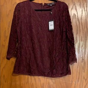 Adrianna papell lace blouse size L in Maroon